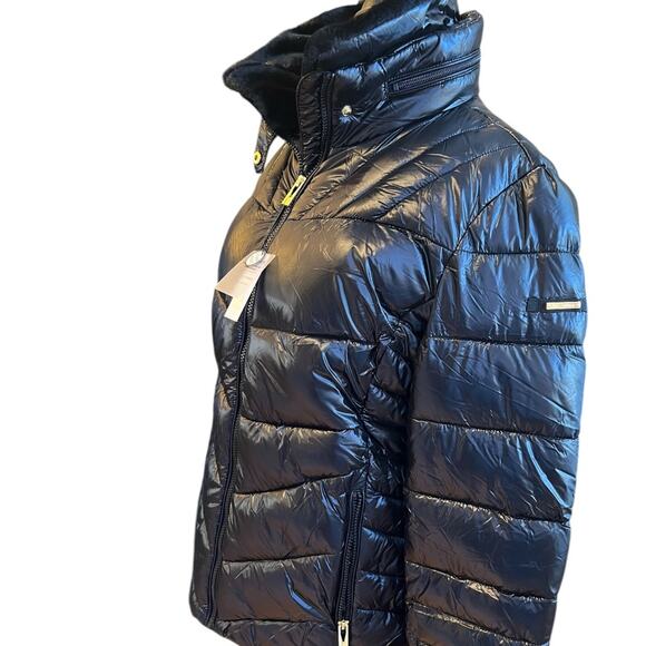 VIA SPIGA Women's Faux Fur Collar Puffer Jacket - Size XL - NWT - Picture 3 of 7